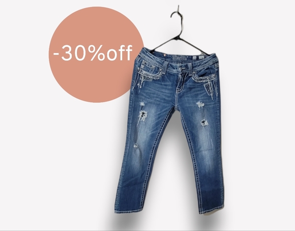 Miss me easy crop capri jeans destroyed RARE style - Picture 2 of 6